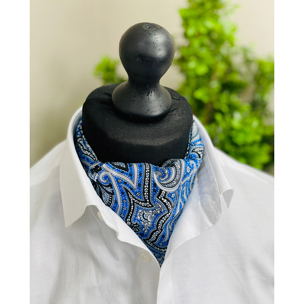 Blue / Black paisley ascot scarf ⎪ Giorgio Redaelli