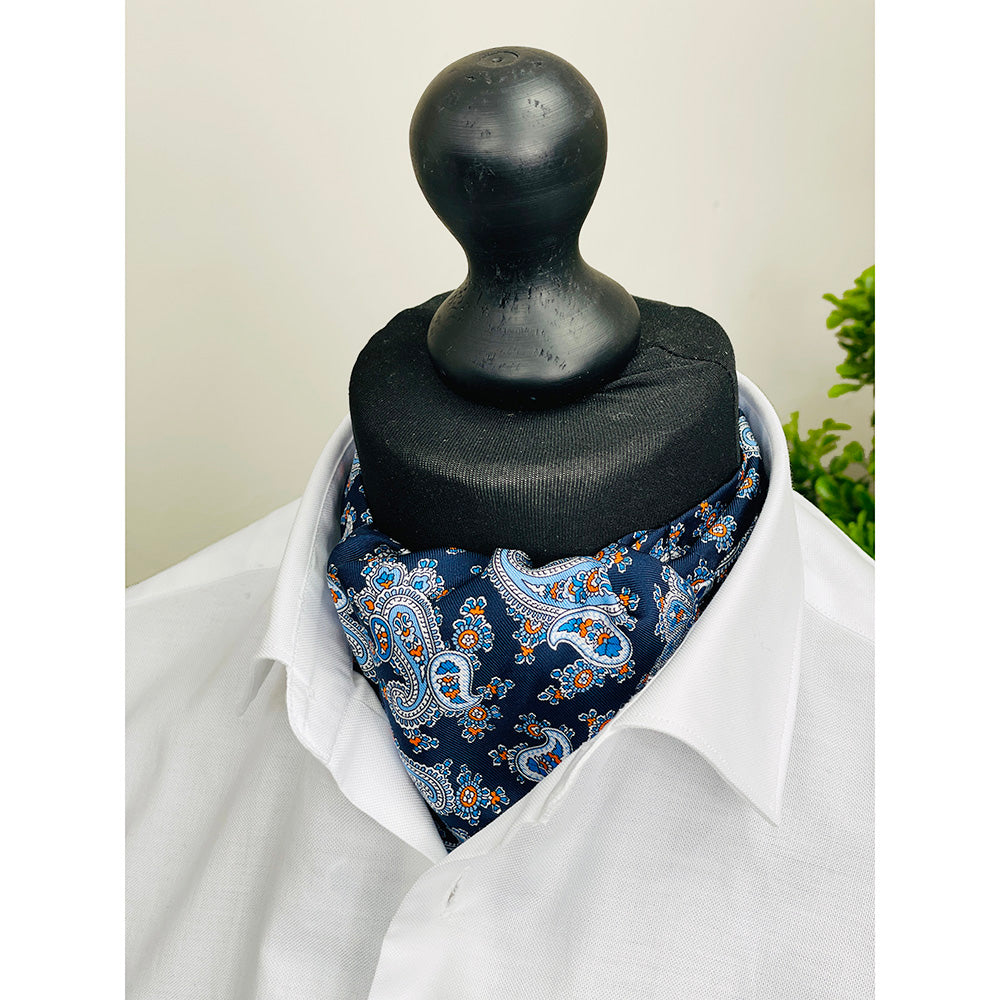 Dunkelblaues Ascot-Tuch mit Paisley-Muster ⎪ Giorgio Redaelli