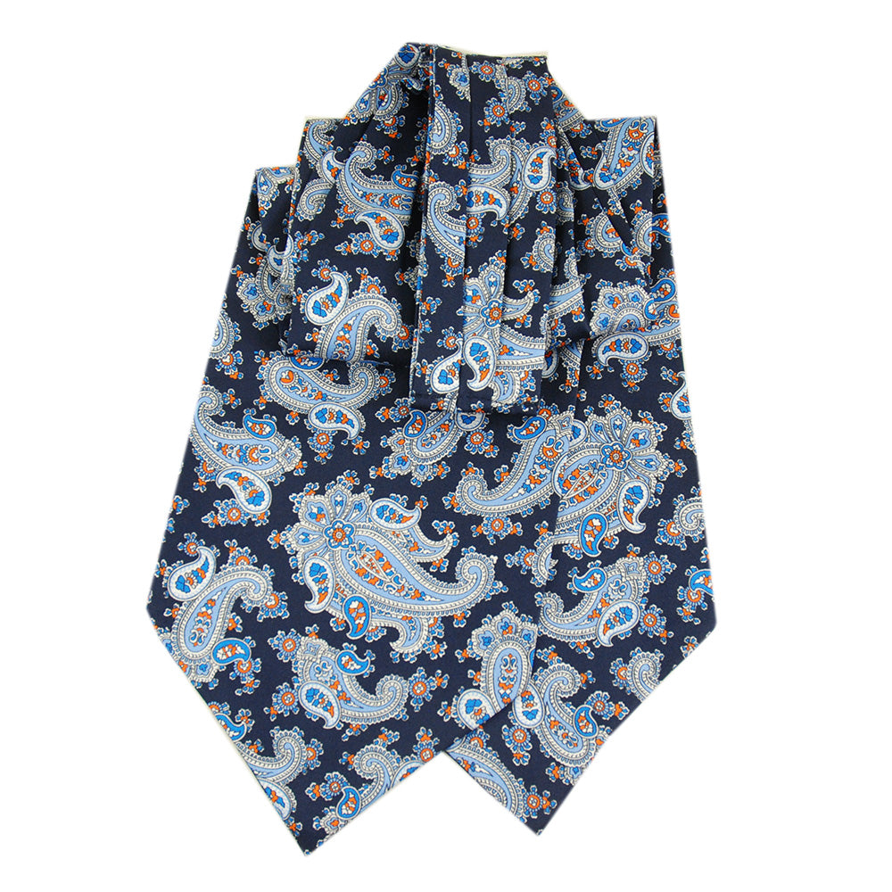 Dunkelblaues Ascot-Tuch mit Paisley-Muster ⎪ Giorgio Redaelli