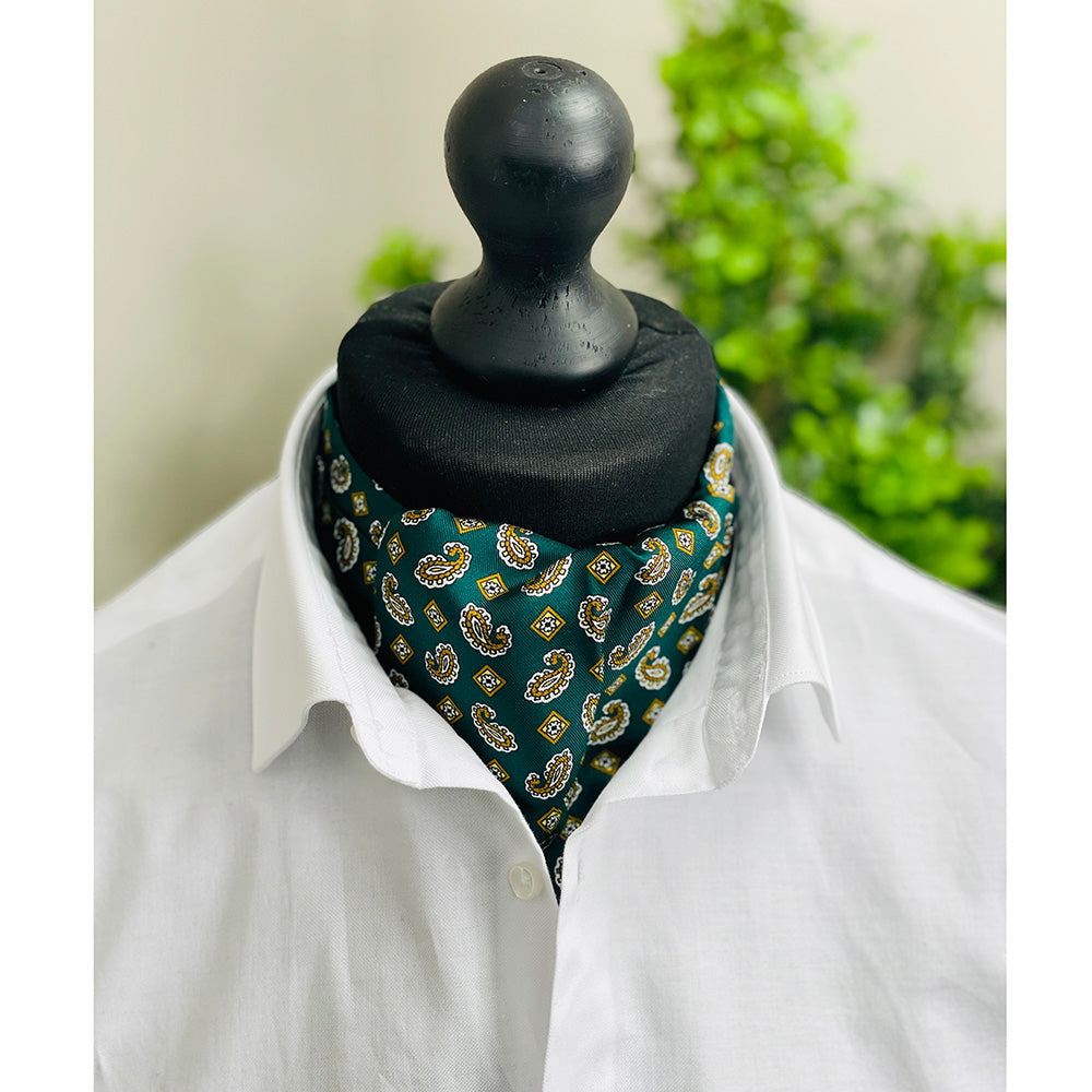 Dunkelgrüner gemusterter Ascot-Schal ⎪ Giorgio Redaelli