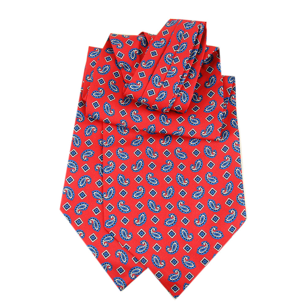 Rotes Ascot-Tuch mit blauem Muster⎪ Giorgio Redaelli