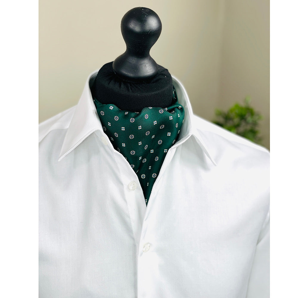 Burgunder Ascot-Schal mit großem blauem Muster⎪ Giorgio Redaelli