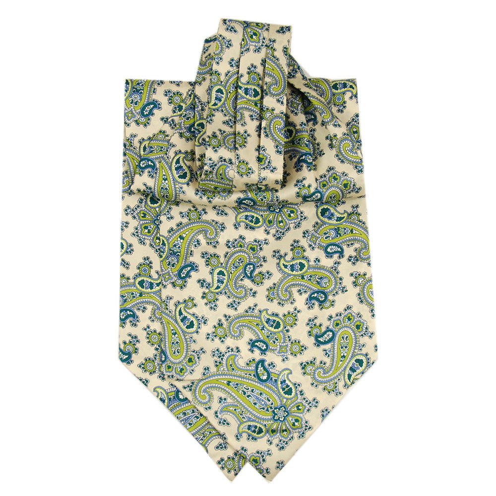 Vaalea ascot-huivi vihreällä paisley- kuviolla⎪ Giorgio Redaelli