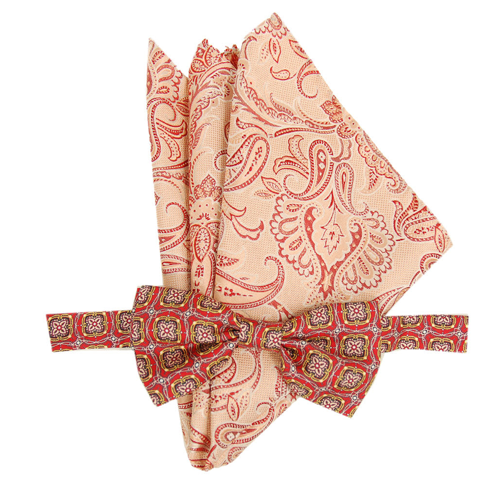 Red bow tie & orange pocket square gift set ⎪ Giorgio Redaelli
