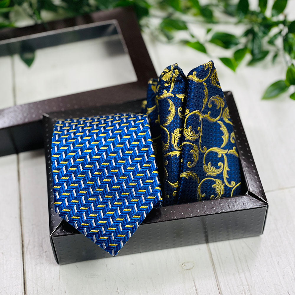 Orange-blue bow tie & pocket square gift set⎪ Giorgio Redaelli