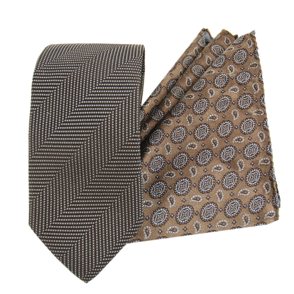 Orange-blue bow tie & pocket square gift set⎪ Giorgio Redaelli