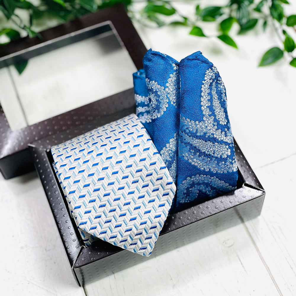 Orange-blue bow tie & pocket square gift set⎪ Giorgio Redaelli