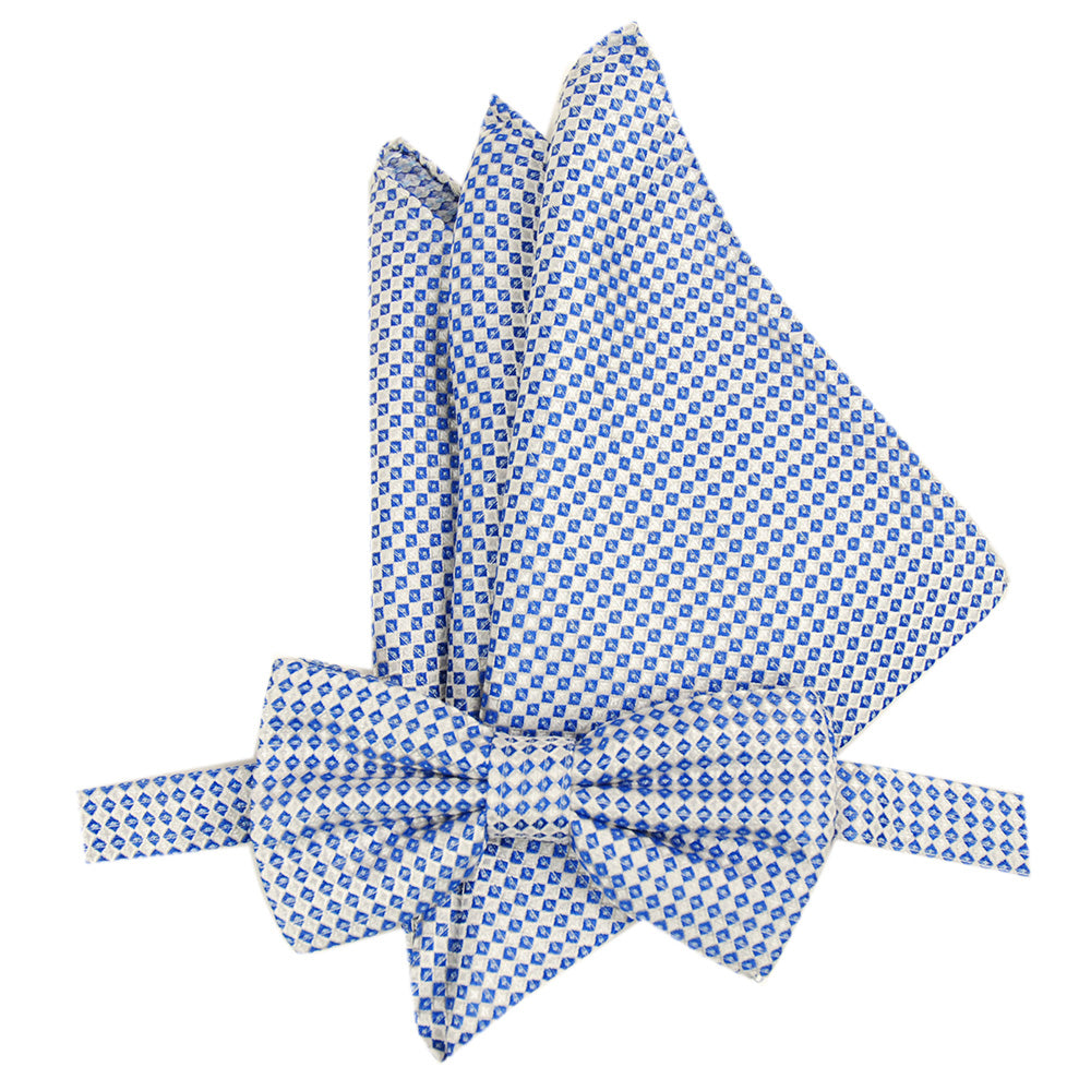 Blue and white tie and pocket square set ⎪ Giorgio Redaelli