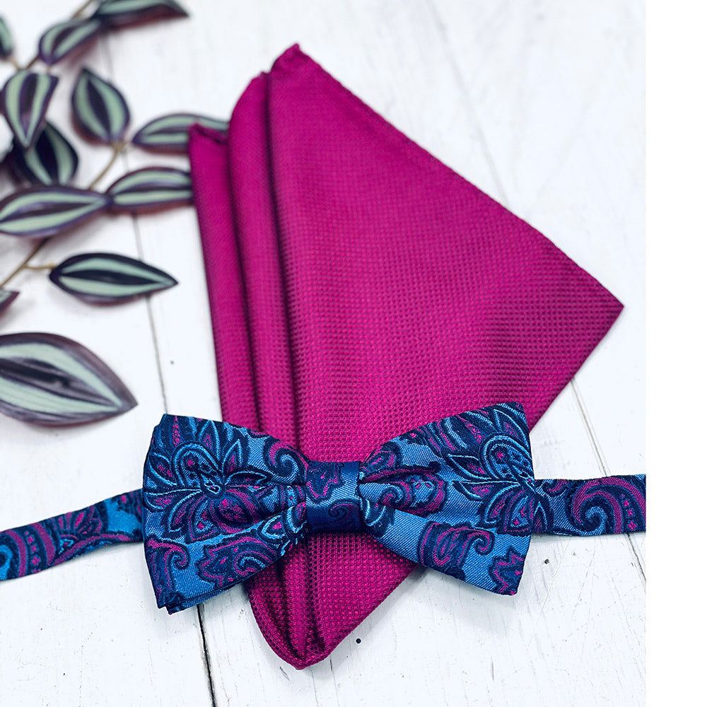 Rosa mönstrad fluga och näsduk -set ⎪ Giorgio Redaelli