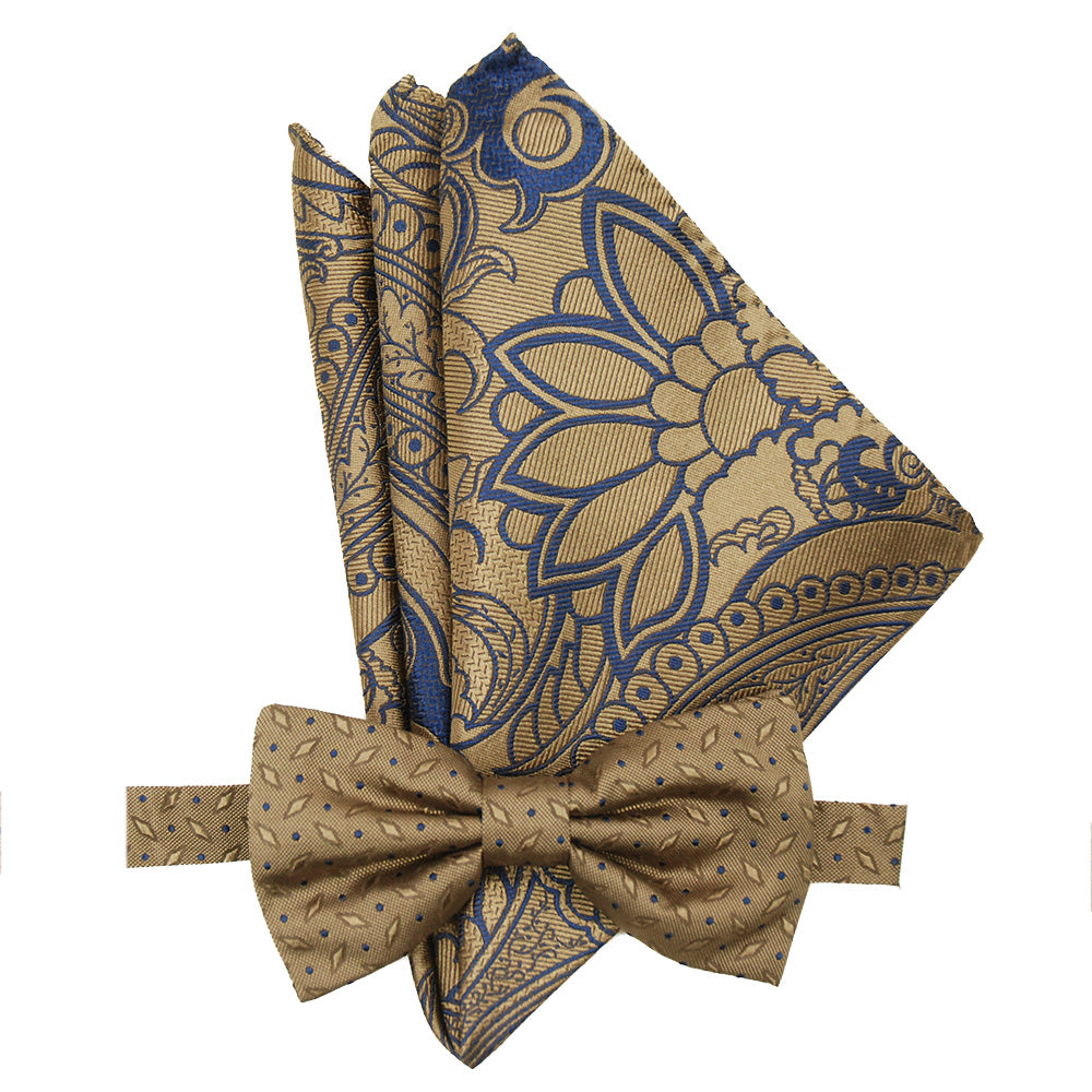 Brun mönstrad fluga och näsduk-set ⎪ Giorgio Redaelli