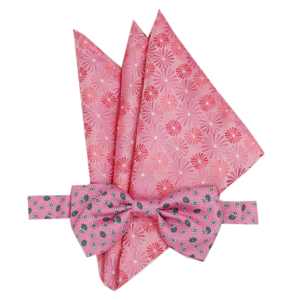 Pink patterned bow tie and pocket square set ⎪ Giorgio Redaelli