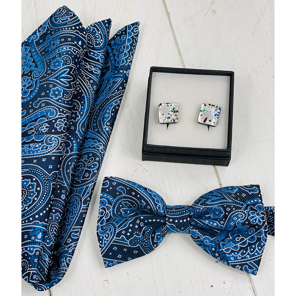Dark blue paisley bow tie⎪ Giorgio Redaelli