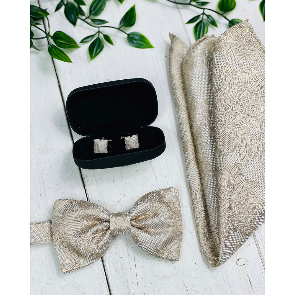 Champagne-coloured patterned bow tie | Giorgio Redaelli