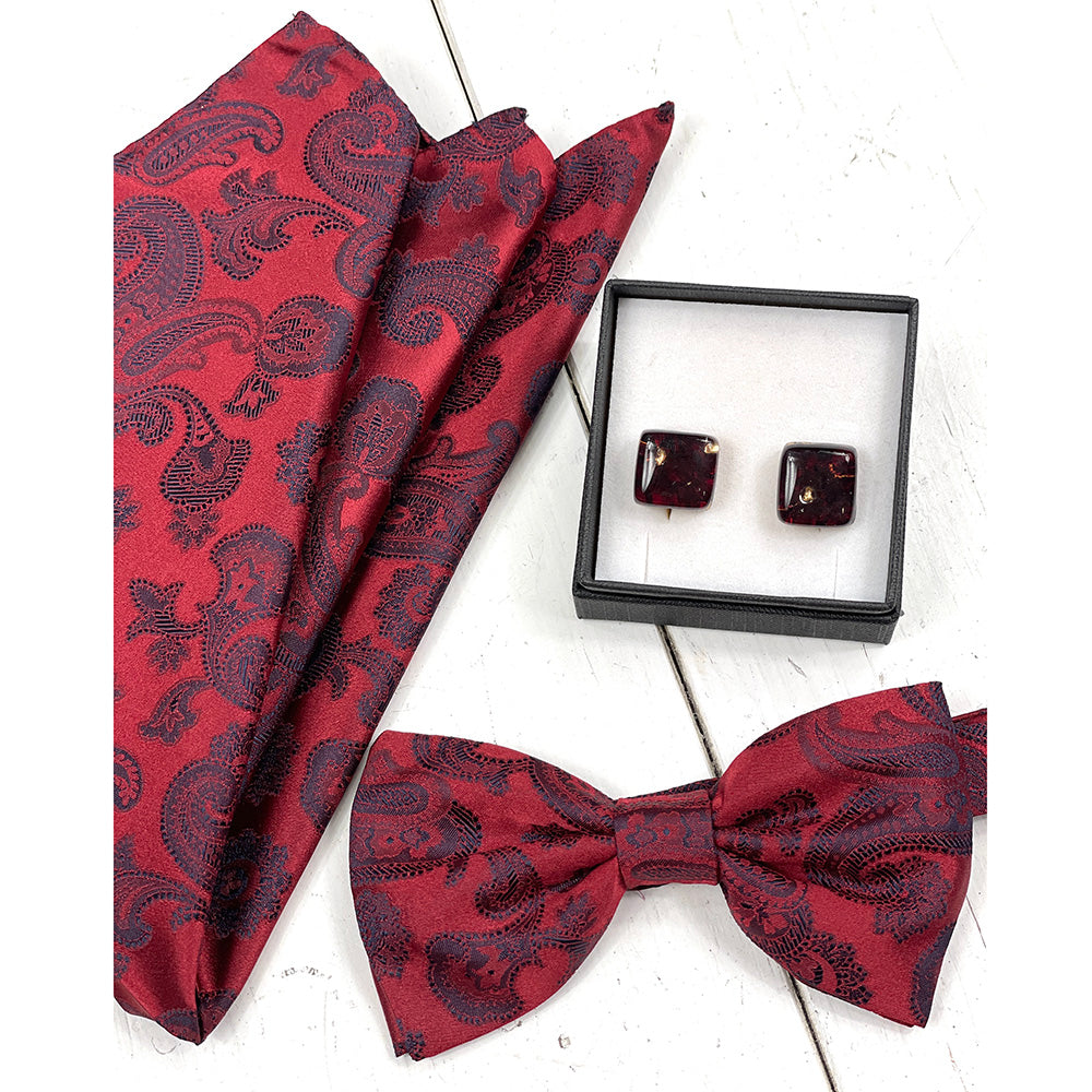 Dark red paisley pocket square ⎪ Giorgio Redaelli