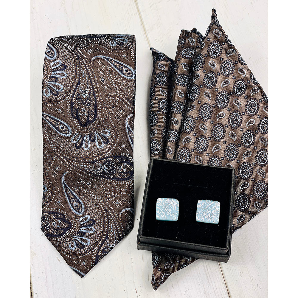 Brown silk tie with paisley pattern⎪ Giorgio Redaelli