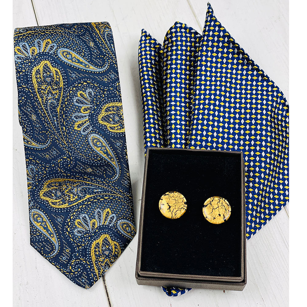 Dark blue silk tie with paisley pattern⎪ Giorgio Redaelli