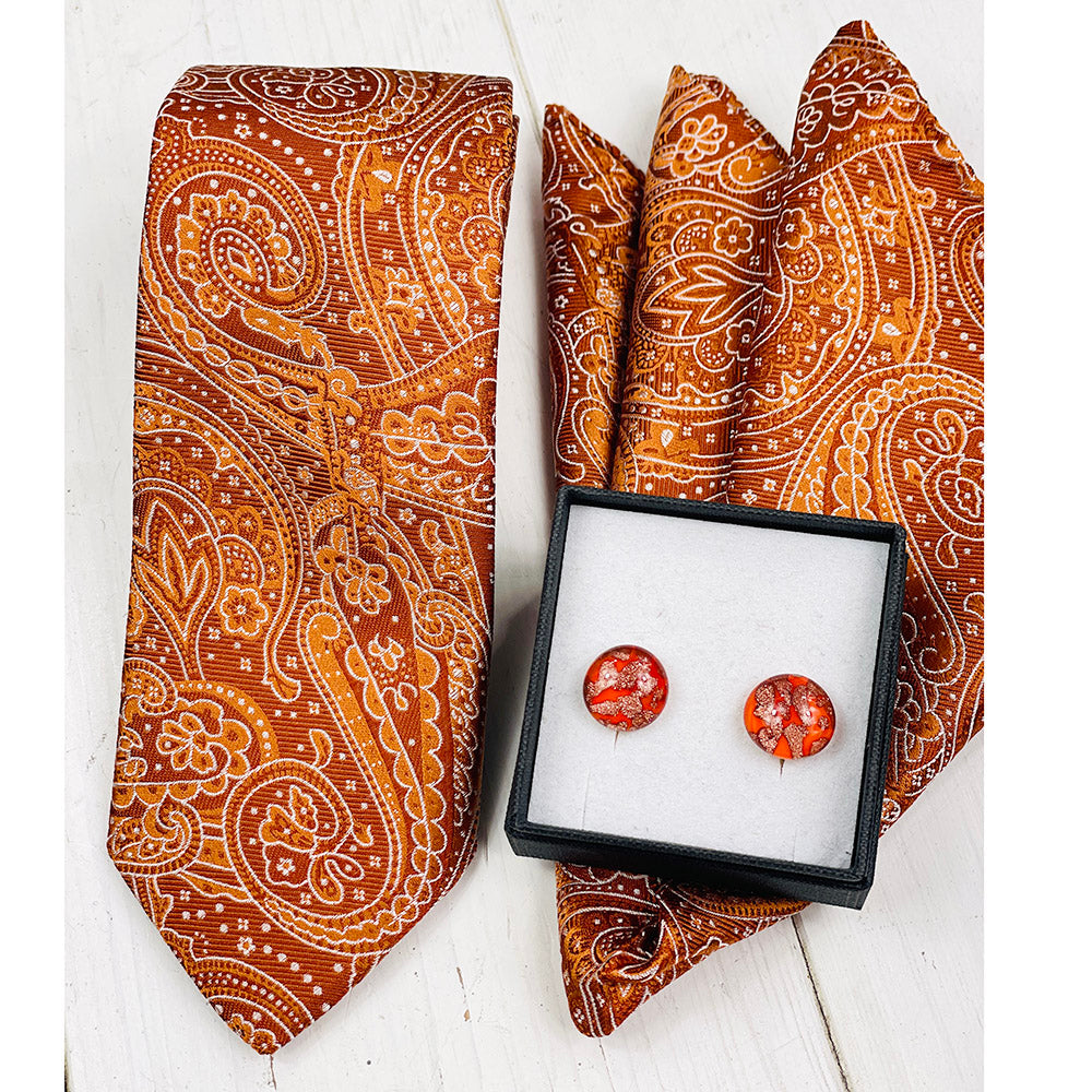 Orange patterned silk tie⎪ Giorgio Redaelli