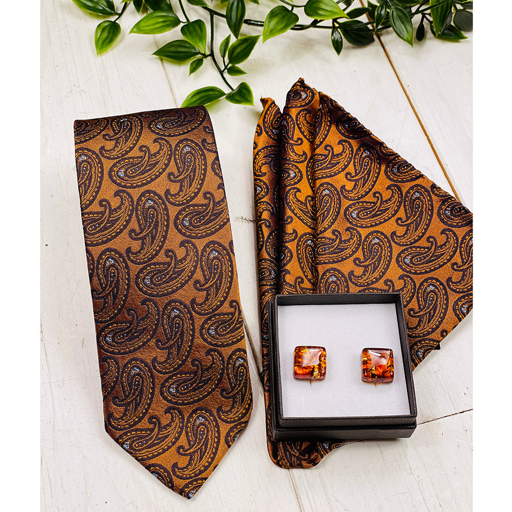 Kuparin värinen paisley- kuvio silkkisolmio⎪ Giorgio Redaelli