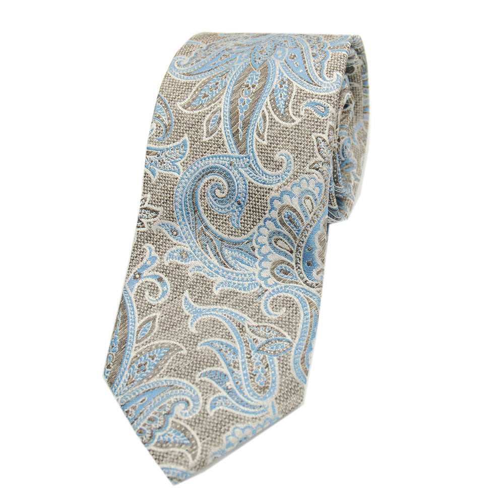 Dark brown paisley pattern silk tie⎪ Giorgio Redaelli