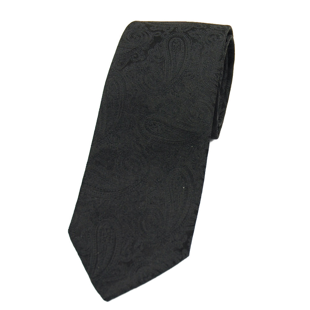 Black silk tie with paisley pattern⎪ Giorgio Redaelli