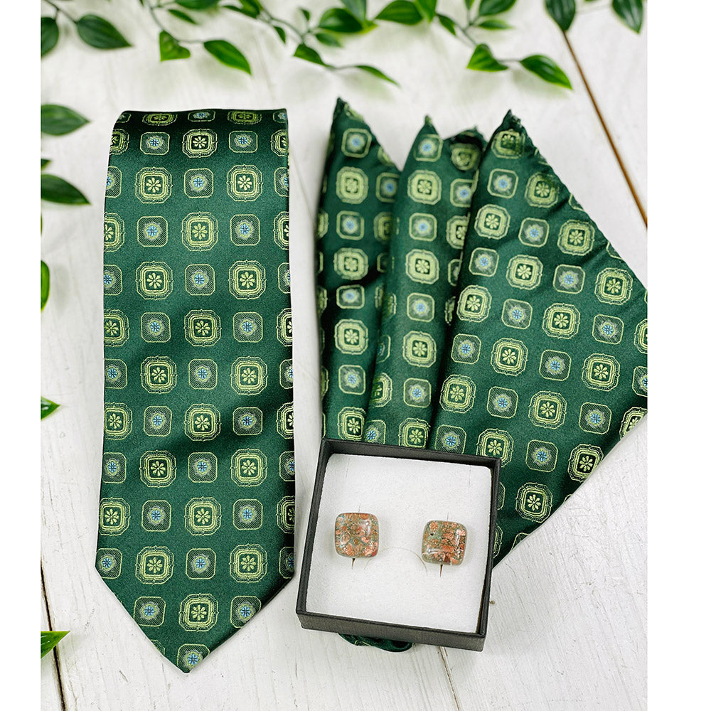 Green patterned silk tie ⎪ Giorgio Redaelli