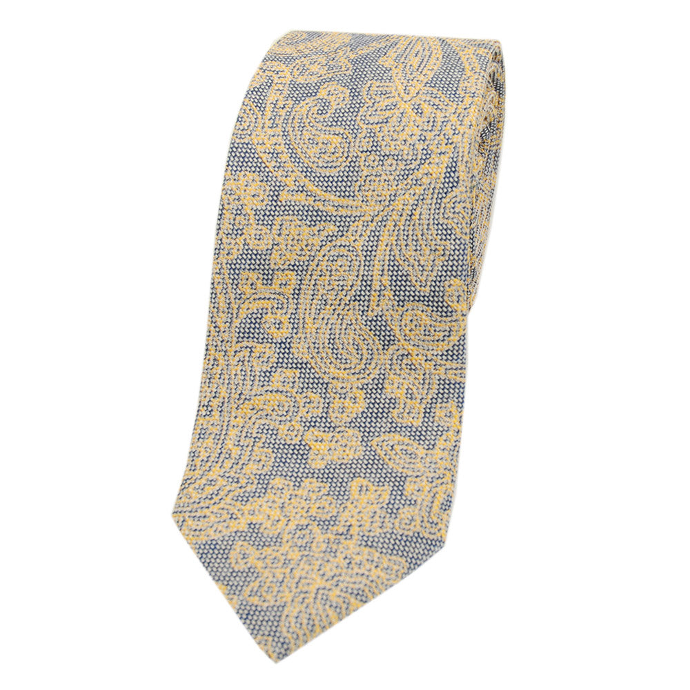 Dark Blue / Yellow Patterned Silk Tie ⎪ Giorgio Redaelli