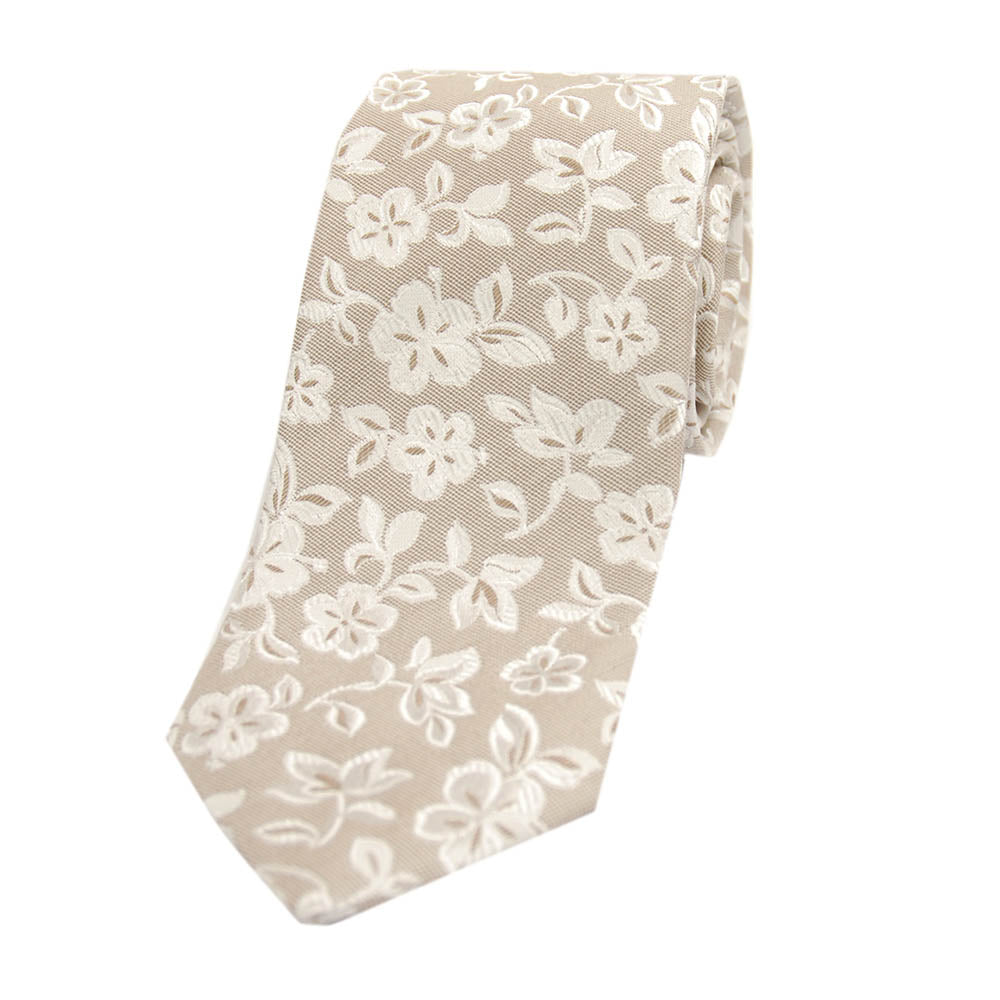 Beige blommönstrad sidenslips ⎪ Giorgio Redaelli