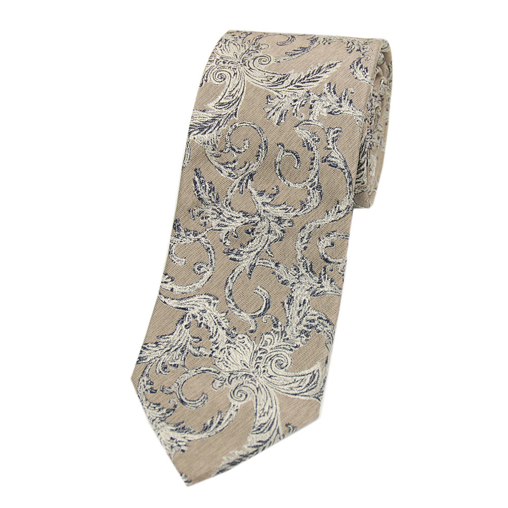 Light brown patterned silk tie ⎪ Giorgio Redaelli