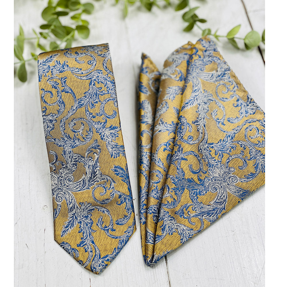 Golden patterned silk tie ⎪ Giorgio Redaelli
