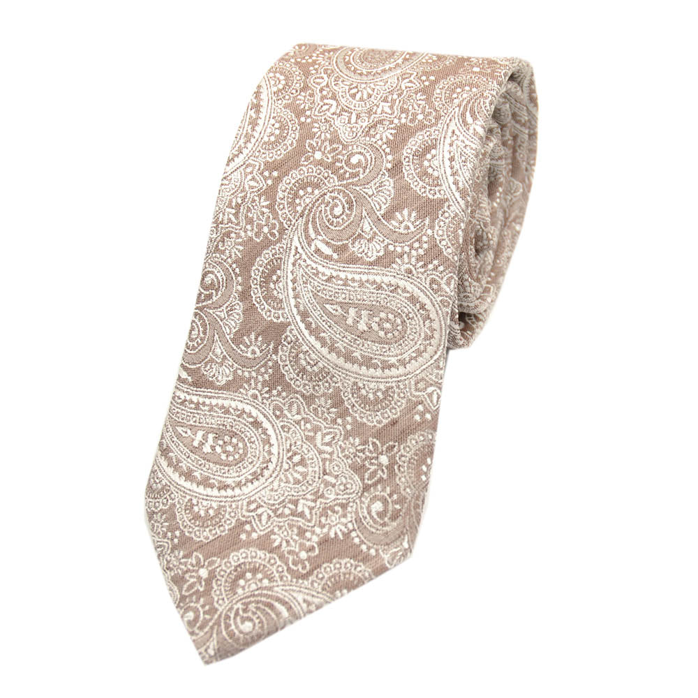 Beige paisleymönstrad sidenslips ⎪ Giorgio Redaelli