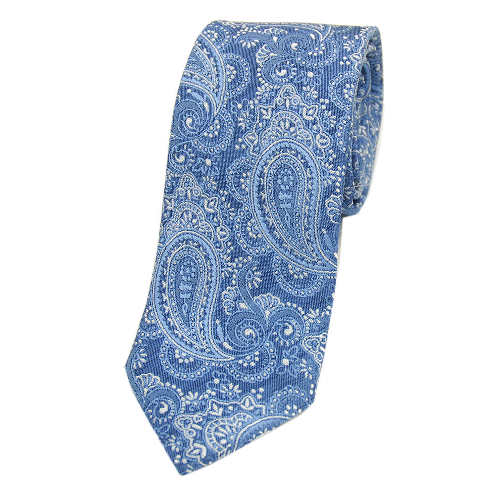 Blue paisley-patterned silk tie ⎪ Giorgio Redaelli
