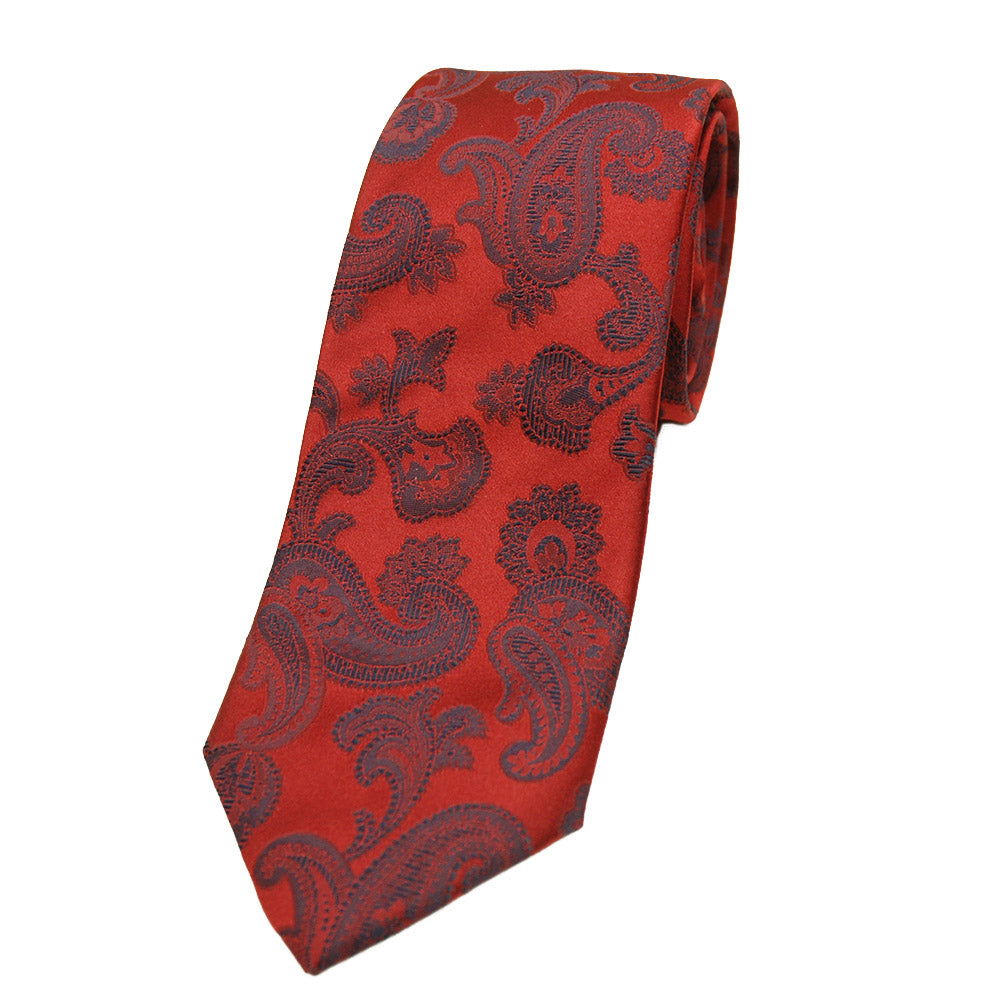 Dark brown paisley pattern silk tie⎪ Giorgio Redaelli