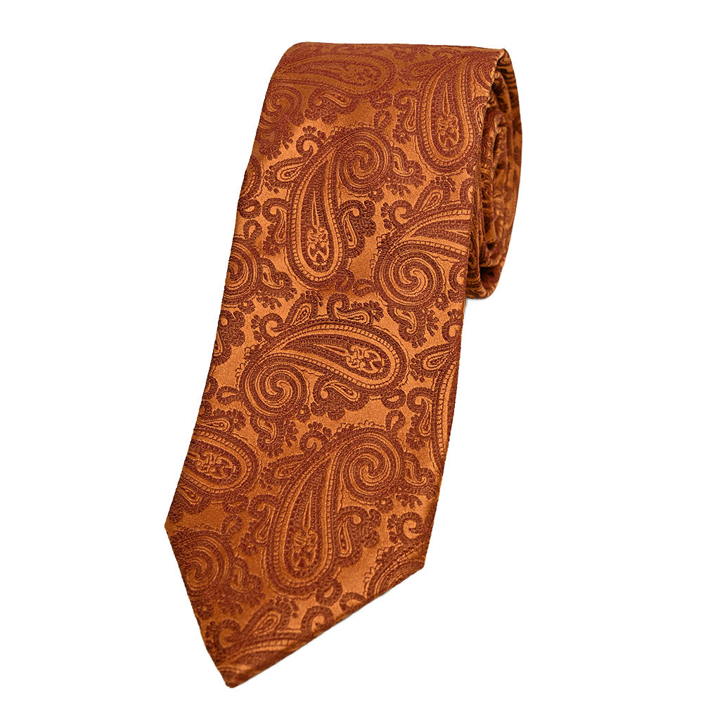 Orange festive patterned silk tie | Giorgio Redaelli