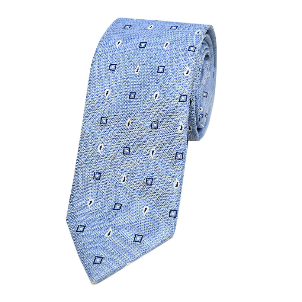 Light blue patterned silk tie | Giorgio Redaelli