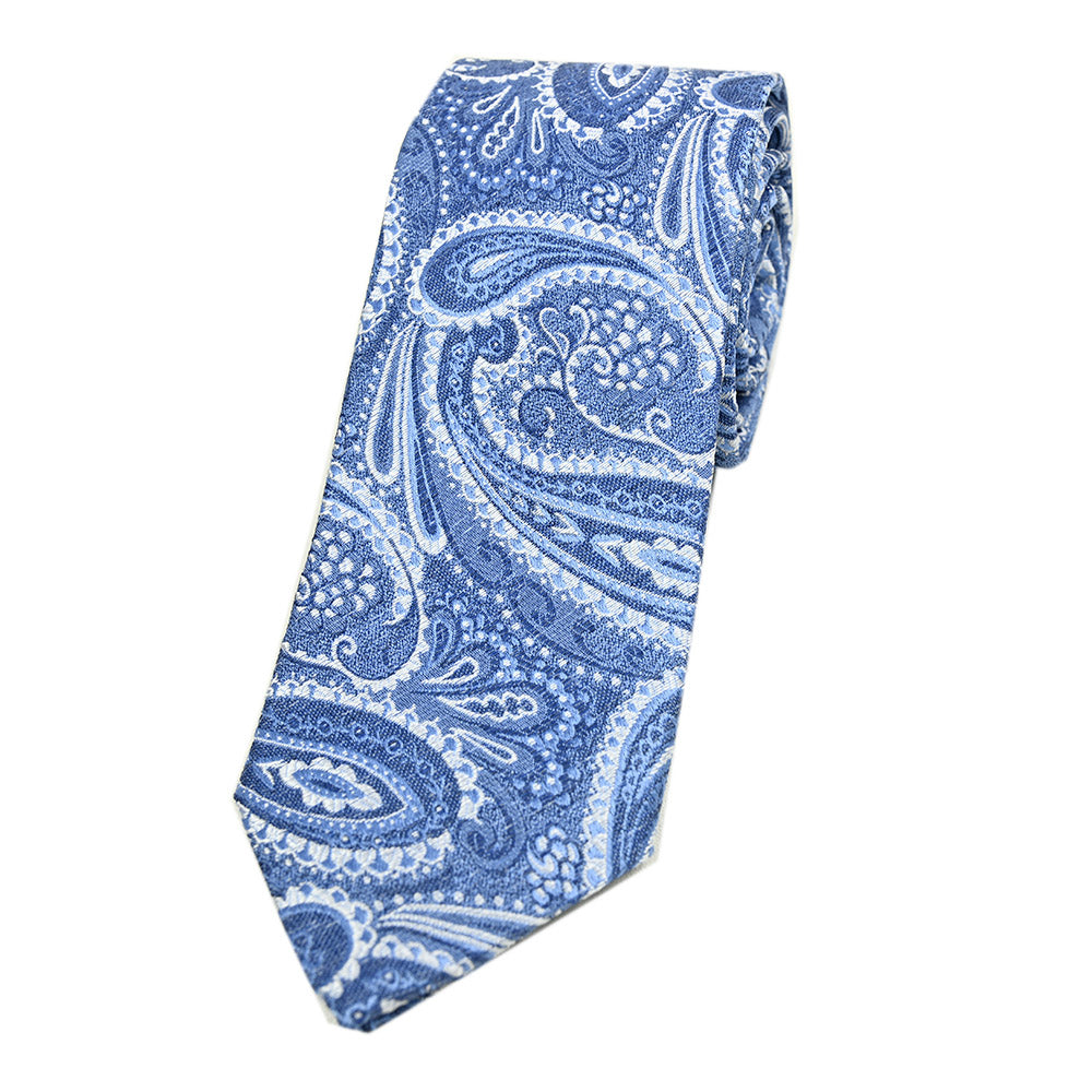 Multicoloured blue patterned silk tie | Giorgio Redaelli