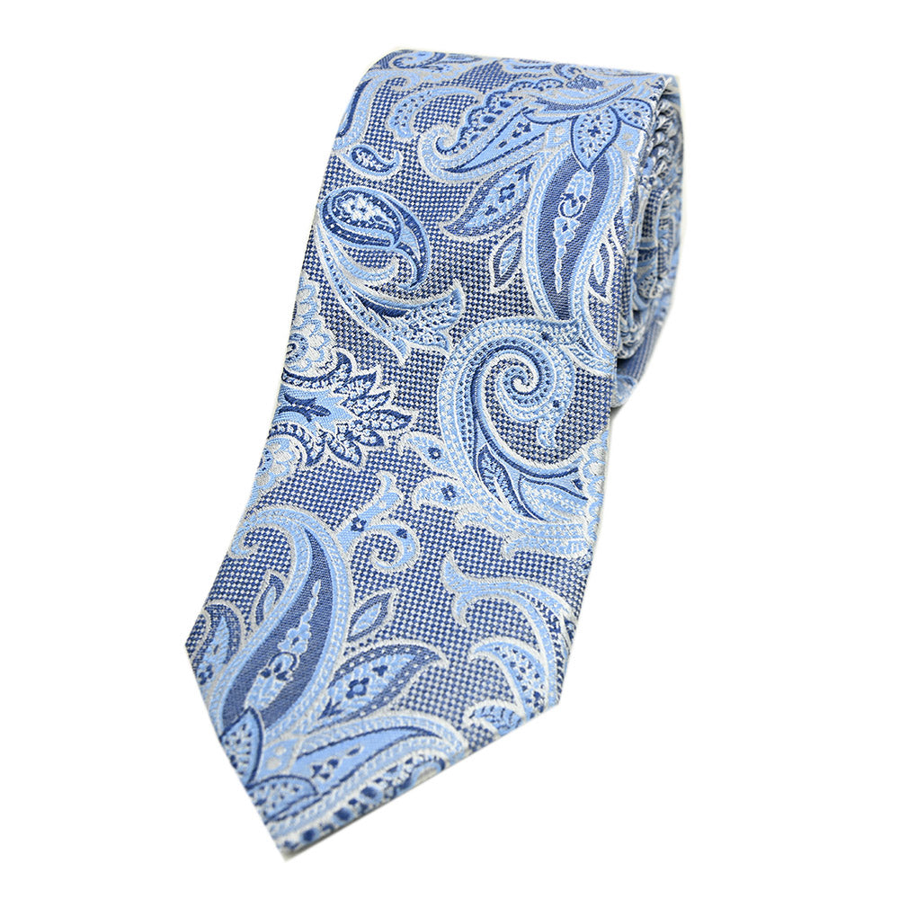 Light Blue Paisley Pattern Silk Tie | Giorgio Redaelli