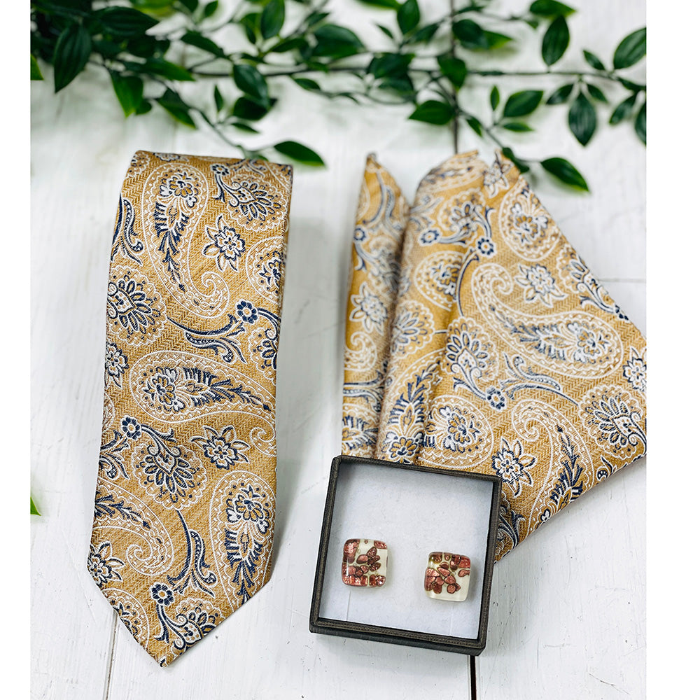 Kullankeltainen paisley solmio⎪ Giorgio Redaelli
