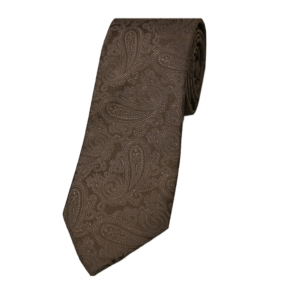 Tummanruskea paisley solmio⎪ Giorgio Redaelli