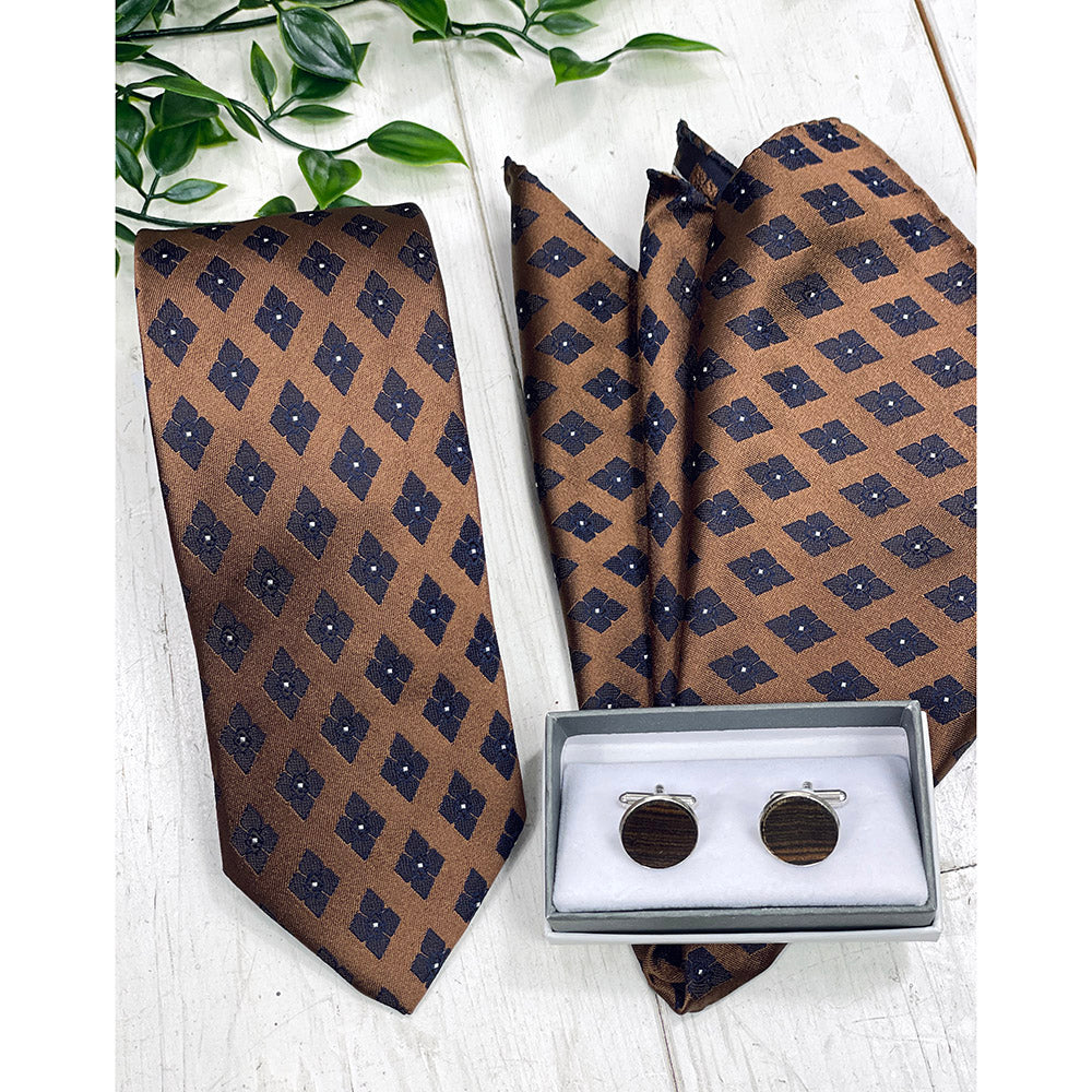 Brown patterned silk tie⎪ Giorgio Redaelli
