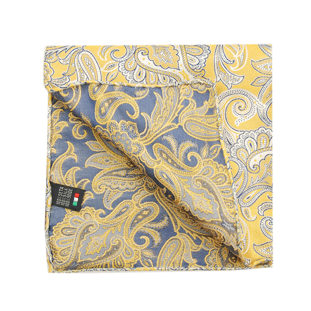 Yellow patterned pocket square⎪ Giorgio Redaelli