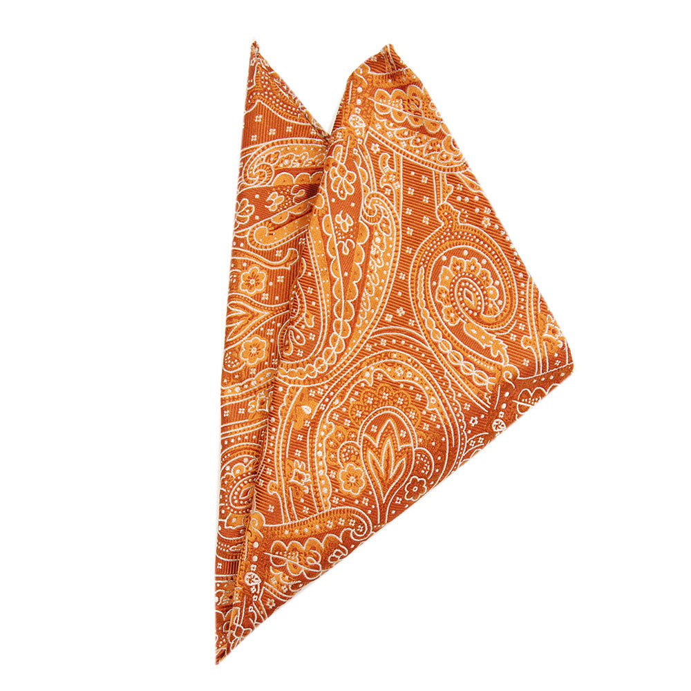 Orange patterned pocket square⎪ Giorgio Redaelli