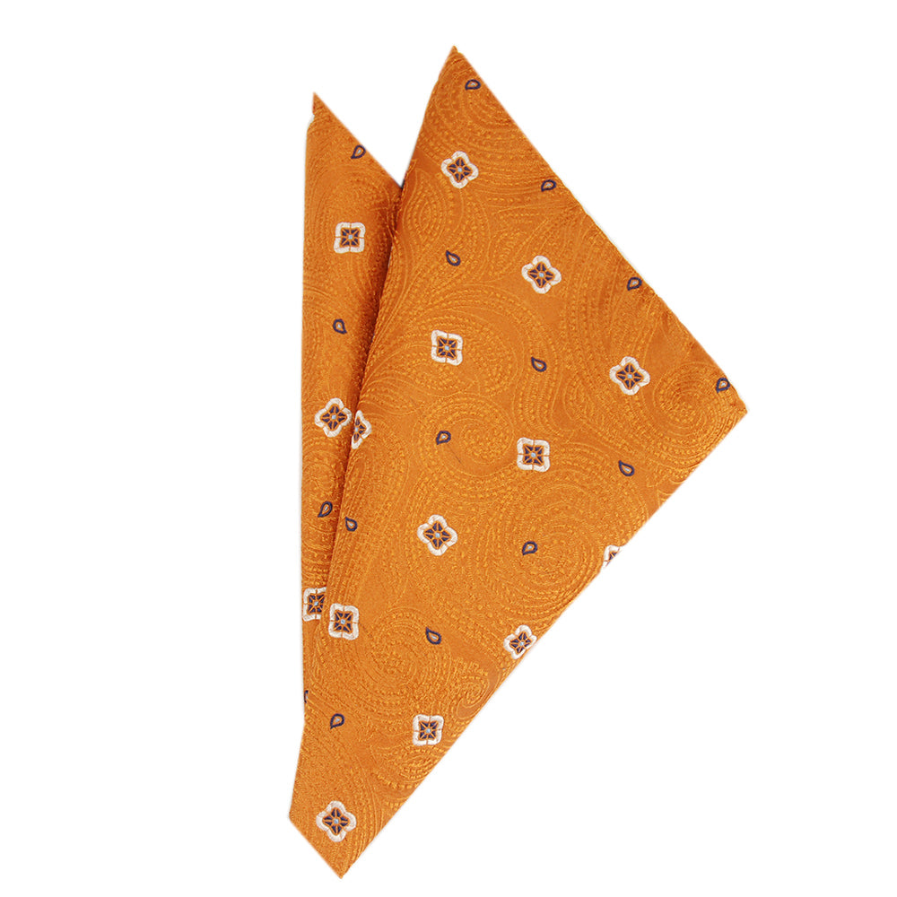 Orange pocket square with pattern⎪ Giorgio Redaelli