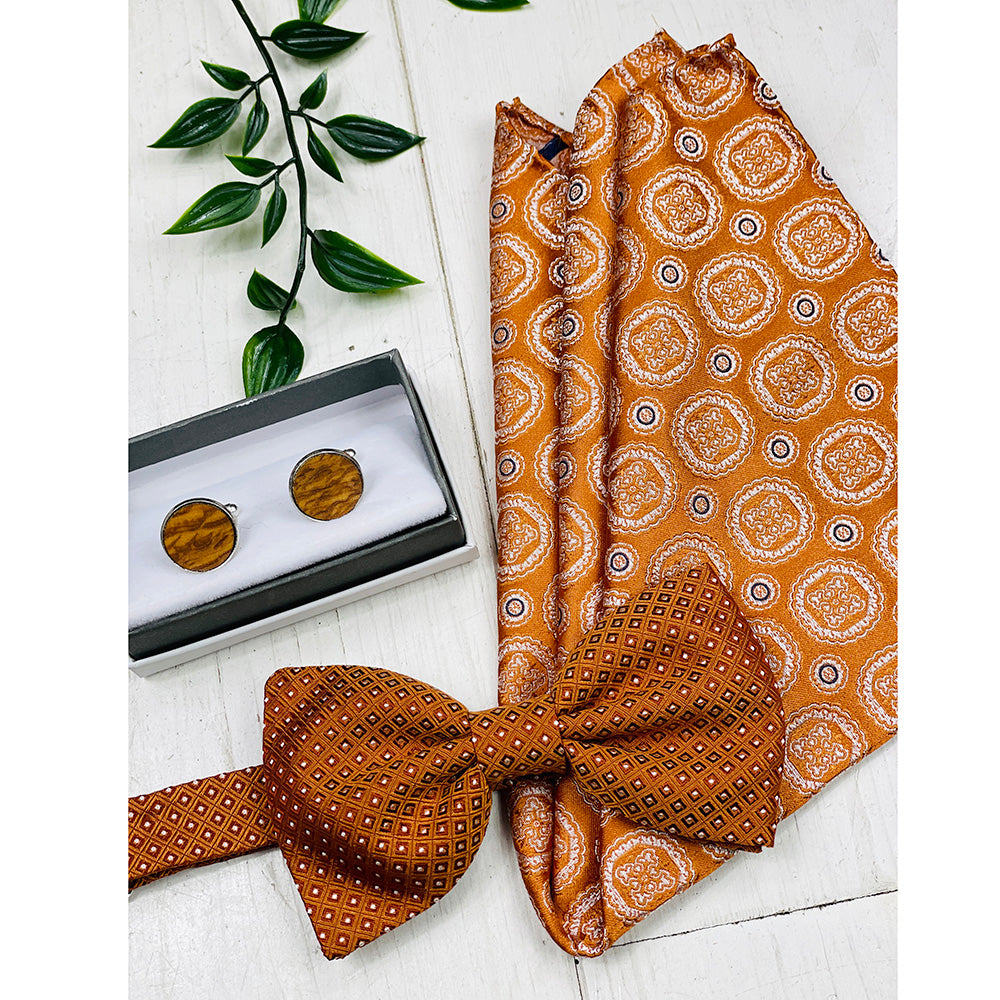 Dark blue pocket square with orange pattern⎪ Giorgio Redaelli