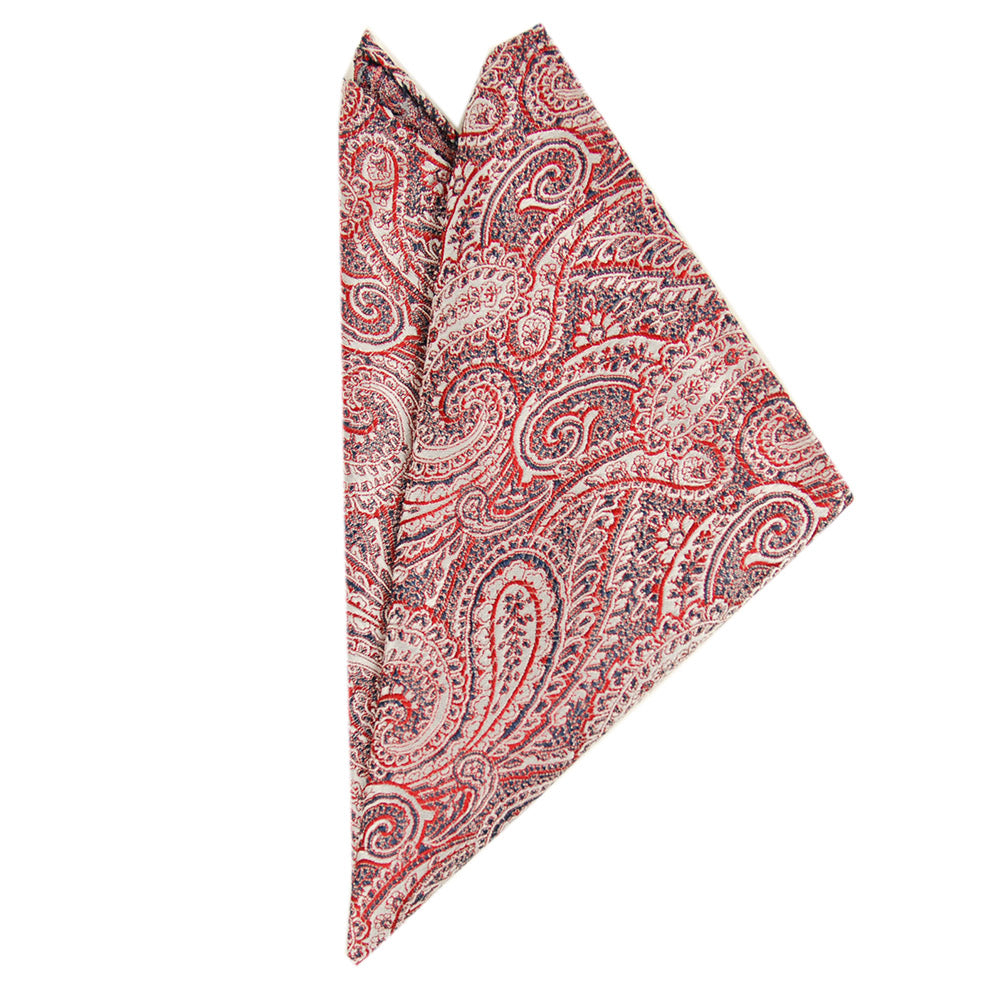 Festive blue / gold patterned pocket square⎪ Giorgio Redaelli