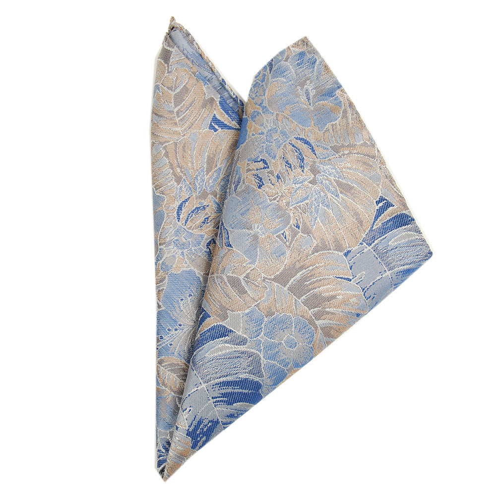 Festive blue / gold patterned pocket square⎪ Giorgio Redaelli