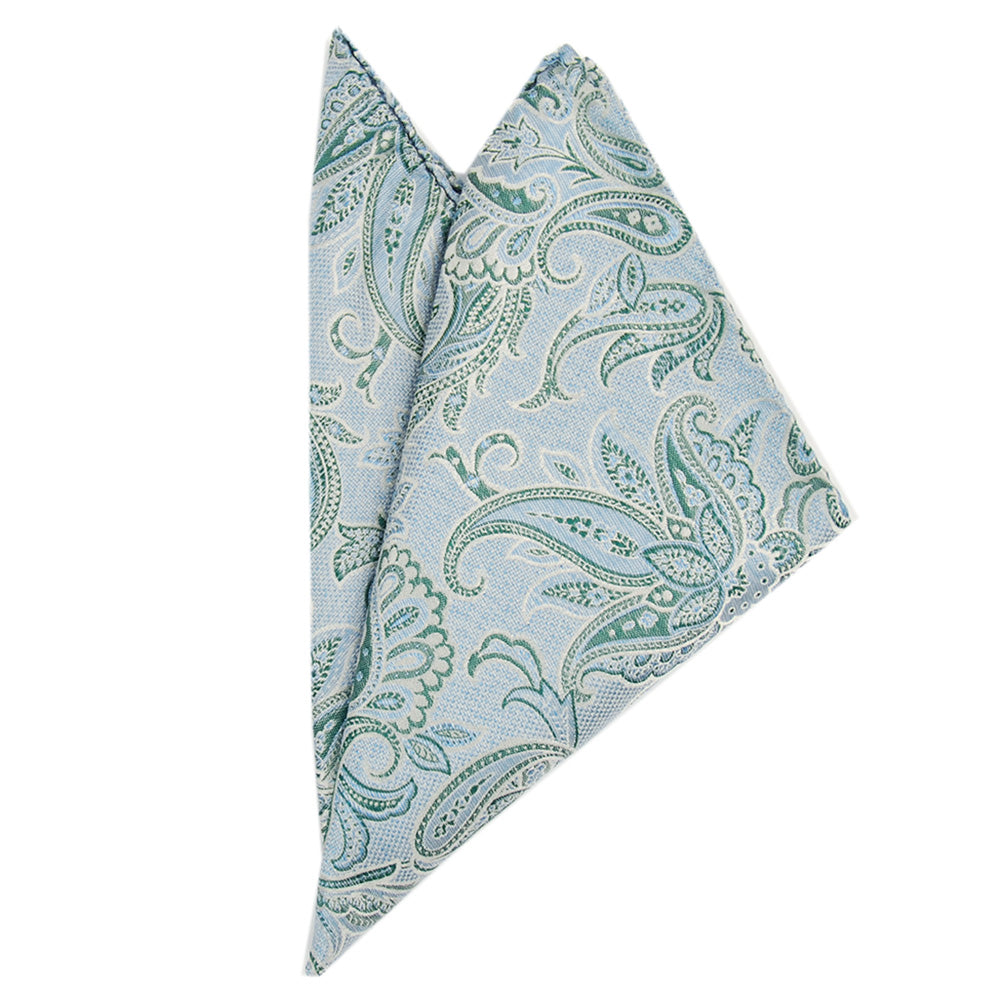 Festive blue / gold patterned pocket square⎪ Giorgio Redaelli