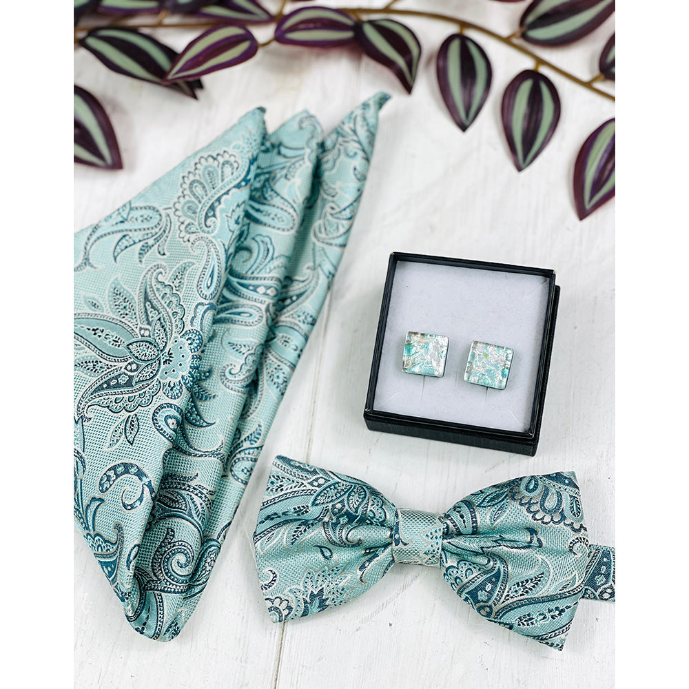 Festive blue / gold patterned pocket square⎪ Giorgio Redaelli