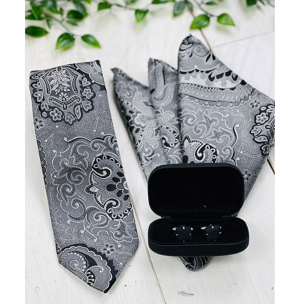 Silbergraues gemustertes Einstecktuch ⎪ Giorgio Redaelli