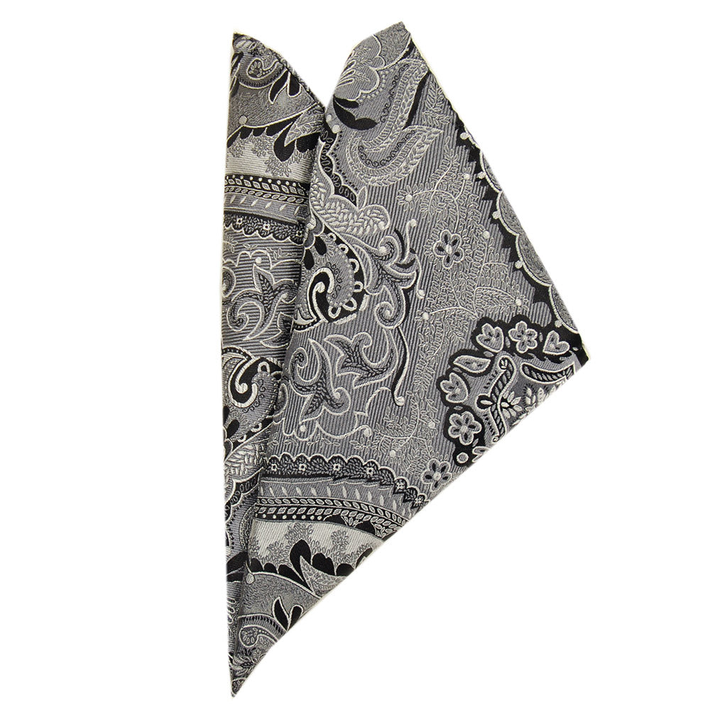 Silbergraues gemustertes Einstecktuch ⎪ Giorgio Redaelli