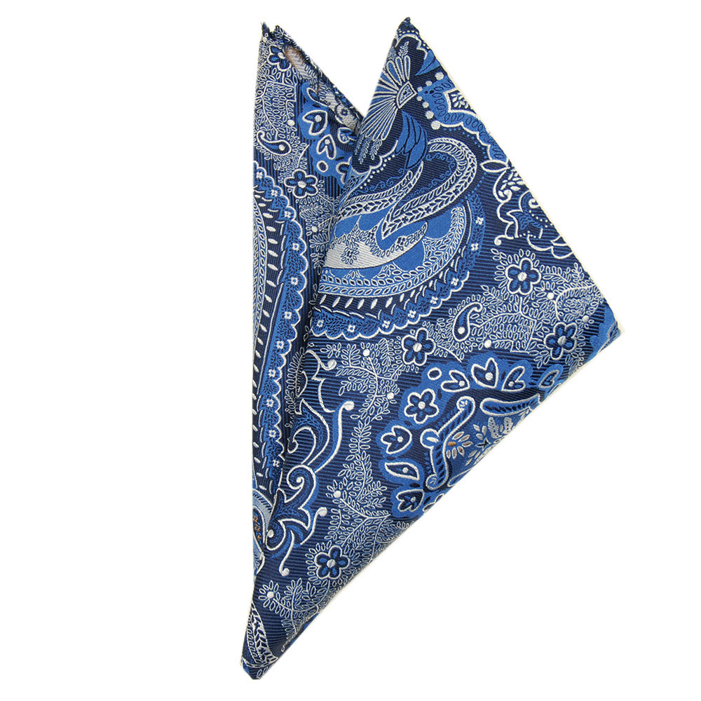 Blaues festliches gemustertes Einstecktuch ⎪ Giorgio Redaelli